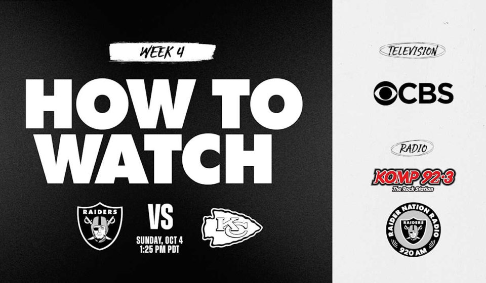 How to watch the Las Vegas Raiders vs. Kansas City Chiefs on October 4, 2026