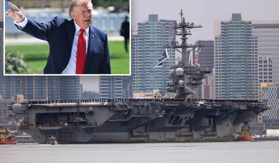 Trump sends third aircraft carrier to Middle East with 10,000 more troops – as he eyes attack on Iran after midterms