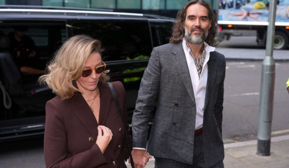 Russell Brand arrives at a London court for his rape and sexual assault trial