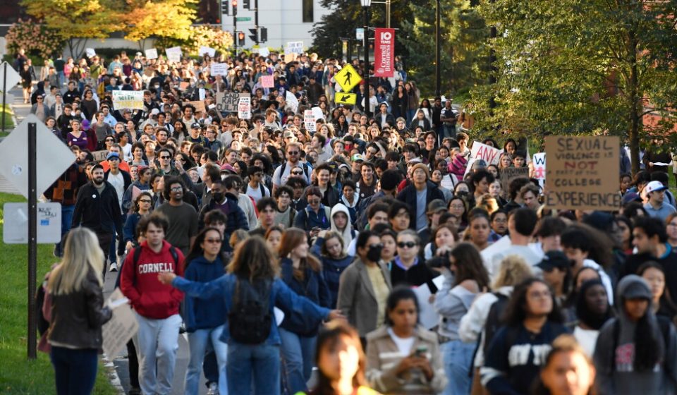 Students protest Cornell University's response to gang rape complaint