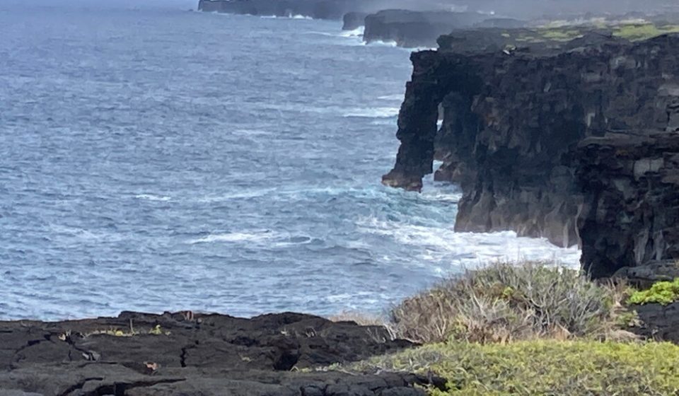 Scenic cliff collapses on the coast of the Big Island of Hawaii
