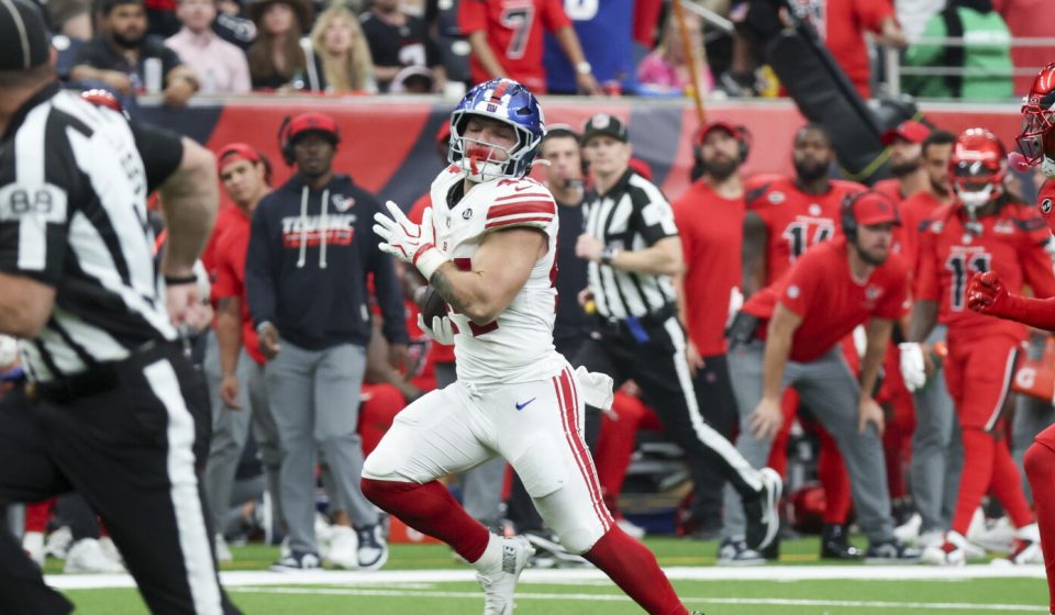 Cam Skattebo felt something in his hamstring during his last race in overtime